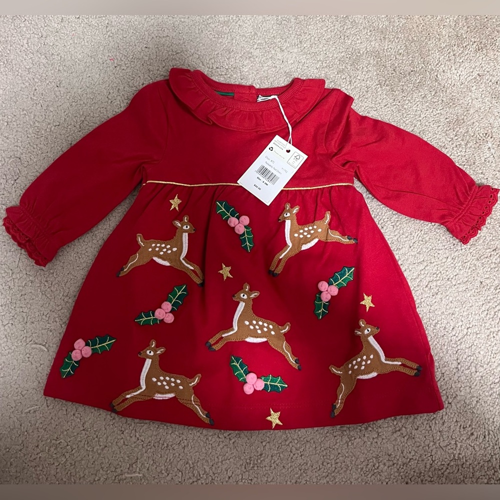 NWT BABY BODEN Rockabilly Red Deers Dress 18-24 Months